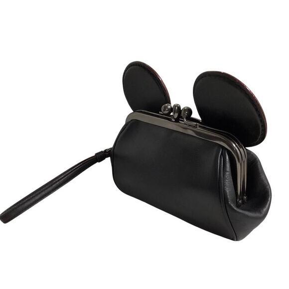 Coach X Disney Mickey Mouse Ears Black Kisslock Wristlet Clutch 65794 - Picture 2 of 7